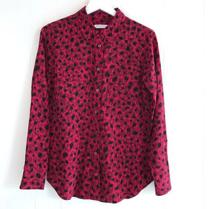 EQUIPMENT Red Black Print Silk Button Down Blouse